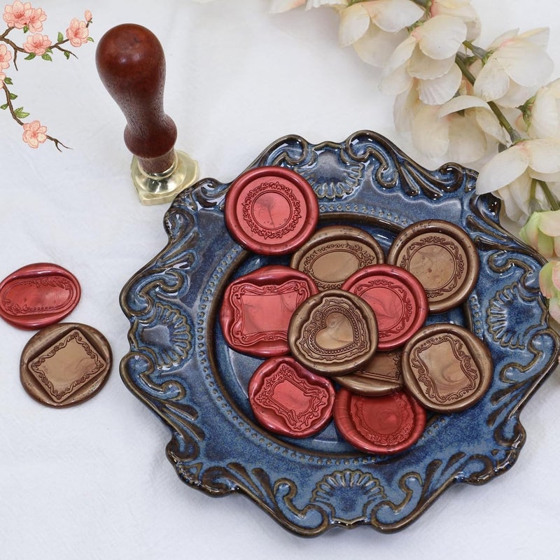 Atopbb 3D Embossed Frame Relief Carving Wax Sealing Stamp, Wood Handle, Wedding Invitations, Letter Sealing (F03) - Image 3